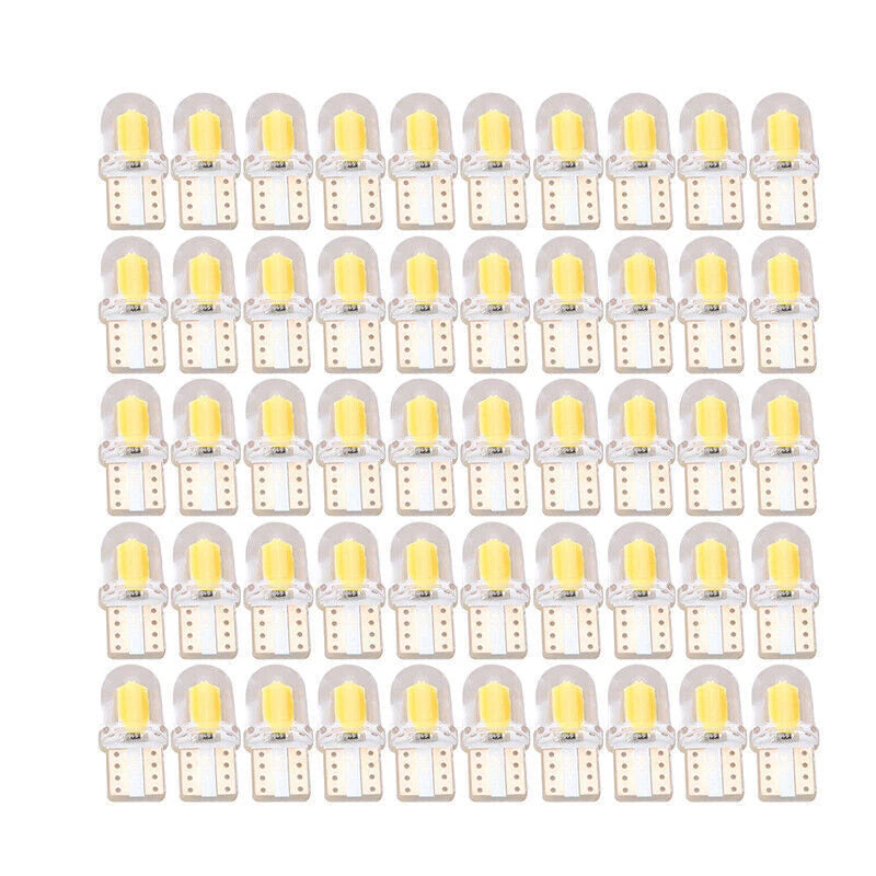50 x T10 194 168 W5W COB LED Auto License Plate Dome Map Light Bulbs for Cars