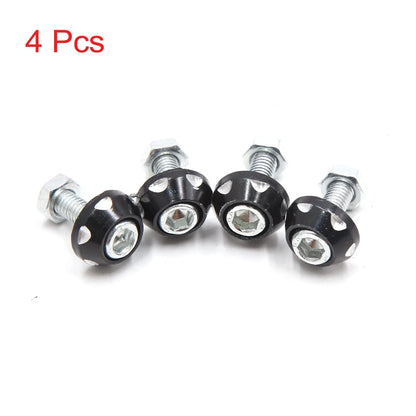 4Pcs Black Aluminum Alloy Decorative License Plate Bolt Screw for Car Motorcycle