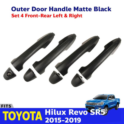 Outer Door Handle Black Matte Set 4 Fits Toyota Hilux Revo SR5 Truck 2015-19 D05