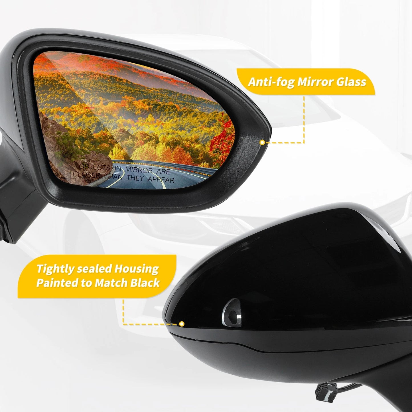 Right Passenger Side Door Mirror Gloss Black for Chevy Cruze (2016-2019)