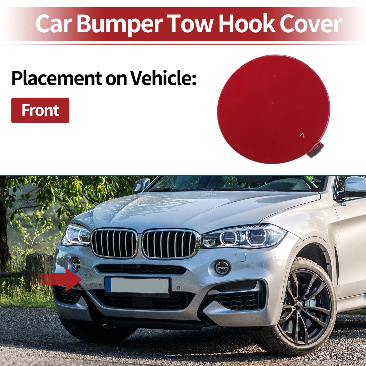 Front Car Bumper Tow Hook Cover for BMW X6 F16 M-SPORT (2015-2019) Red