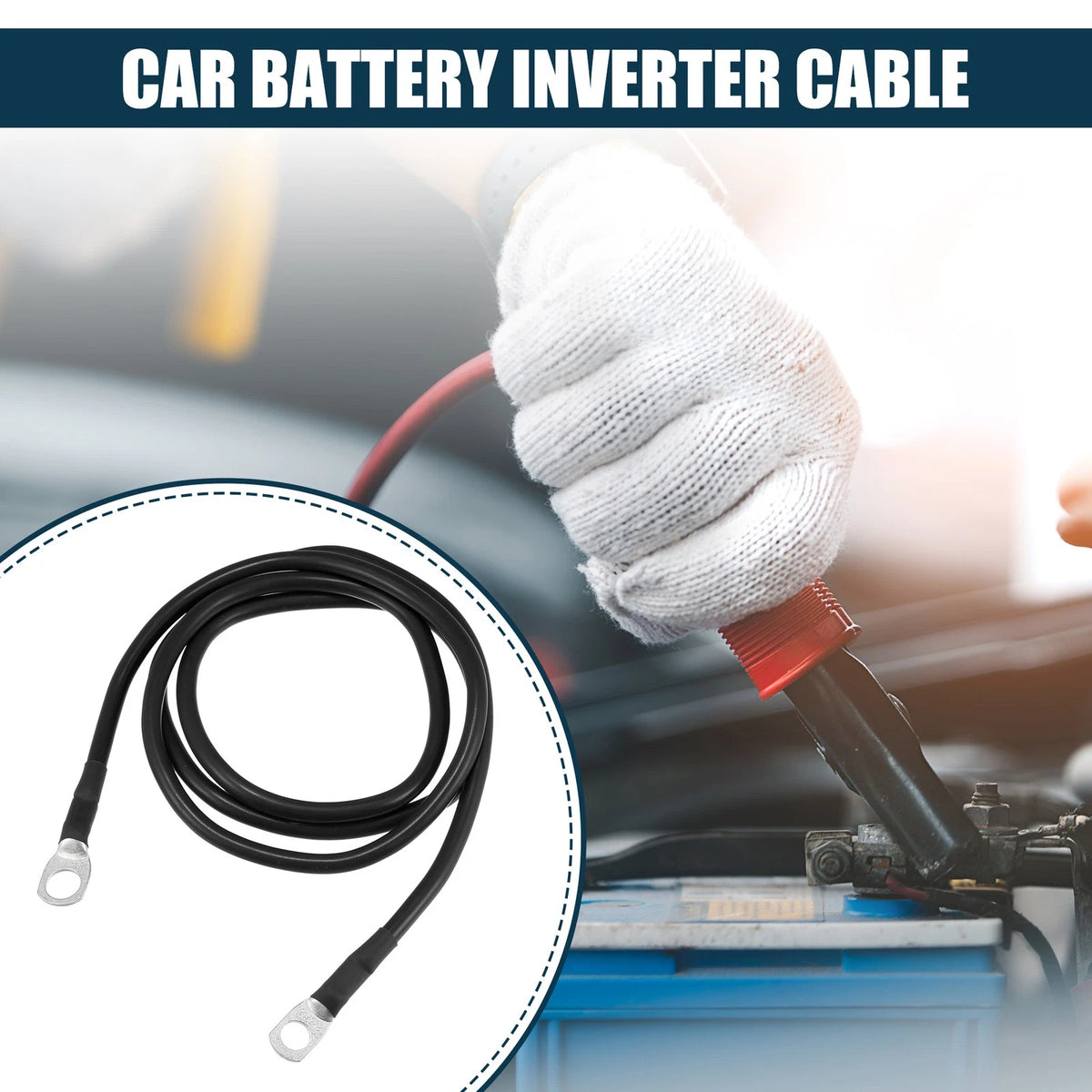 Marine Battery Inverter Cable 5/16-3/8 4ft Battery Copper Wire Black for Car