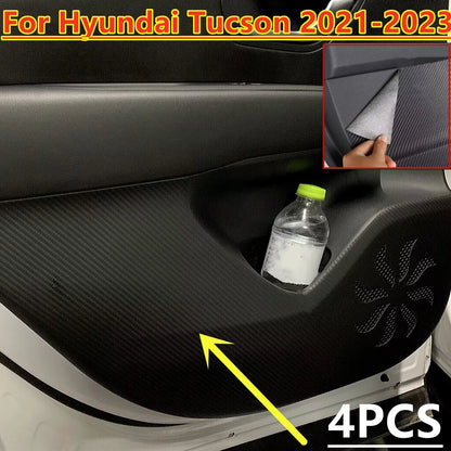 4 x Carbon Fiber Door Anti Kick Pad Protect for Hyundai Tucson (2021–2023)