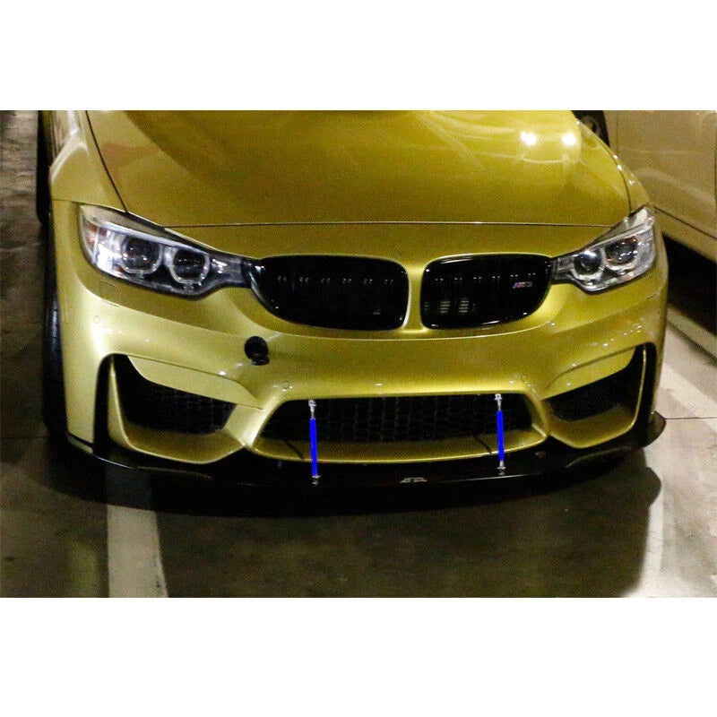 Blue Adjustable Front Bumper Lip Splitter Strut Rod Tie Support Bar for Universal