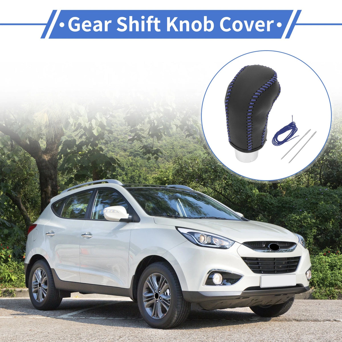 Car Gear Shift Knob Cover for Hyundai Tucson (2015-2018) - Black Blue