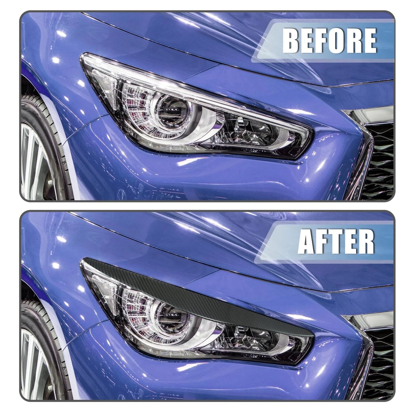Carbon Fiber Headlight Eyelid Eyebrow Cover for Infiniti Q50 (2014-2019)