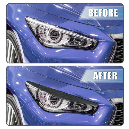 Carbon Fiber Headlight Eyelid Eyebrow Cover for Infiniti Q50 (2014-2019)