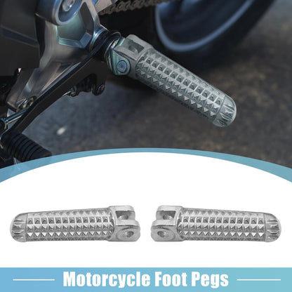 Pair 8mm Aluminum Aolly Motorcycle Footrest Footpeg Silver Tone for Motorcycle