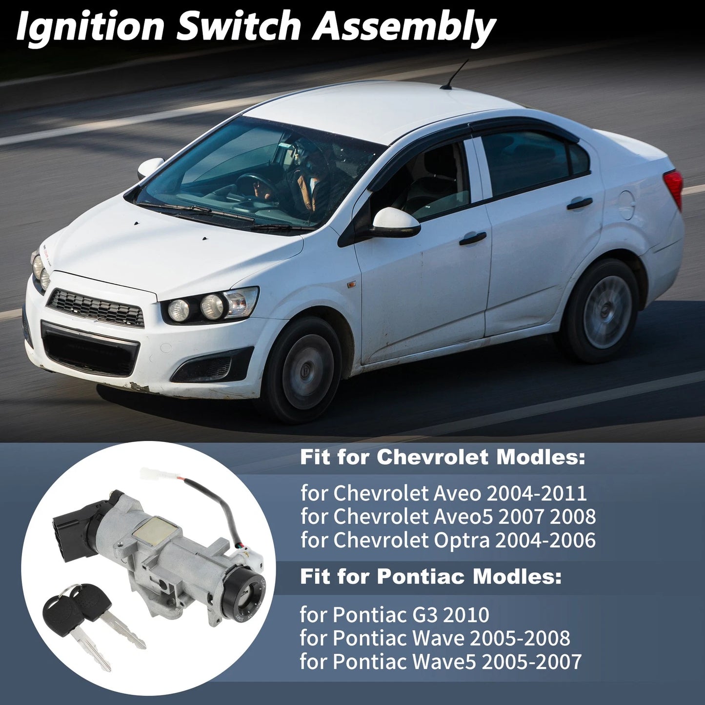 Ignition Lock Cylinder Barrel Lock for Chevrolet Aveo (2004-2011) 2 Keys