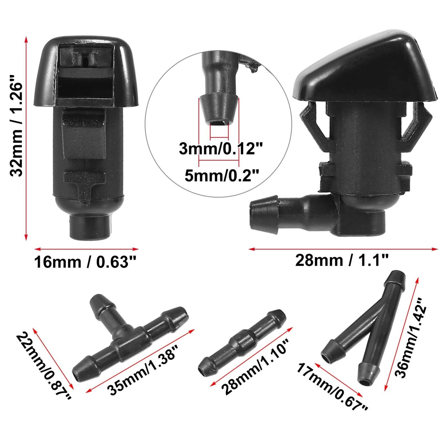 4 x Front Windshield Washer Nozzles for Jeep Cherokee (2014-2023)