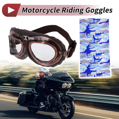 Set 1 x Motorcycle Riding Goggles Transparent Lens Brown Frame Sunglasses