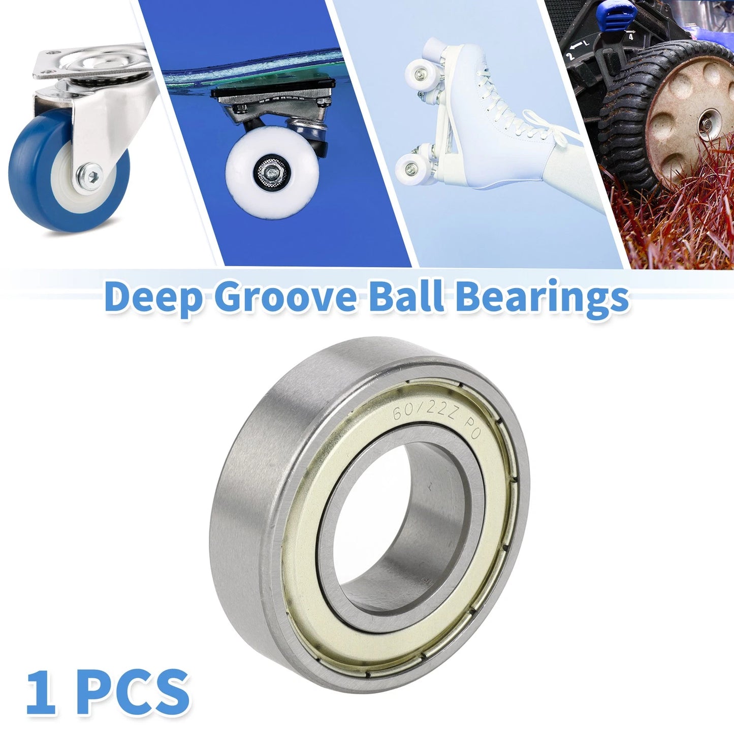 60/22ZZ 22x44x12mm Deep Groove Ball Bearings for Scooter Skateboard Wheel