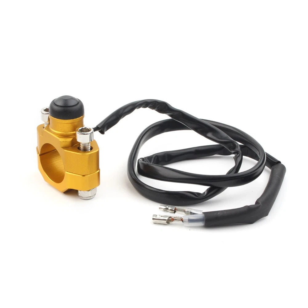 7/8" Rotating Bar Clamp Start Stop Kill Switch Button for Handlebar Gold