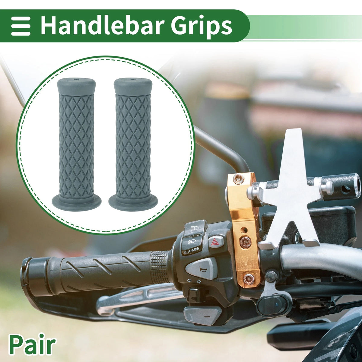 1 x 25mm Motorcycle Hand Grips Cover Handlebar Grips TPU Gray Blue