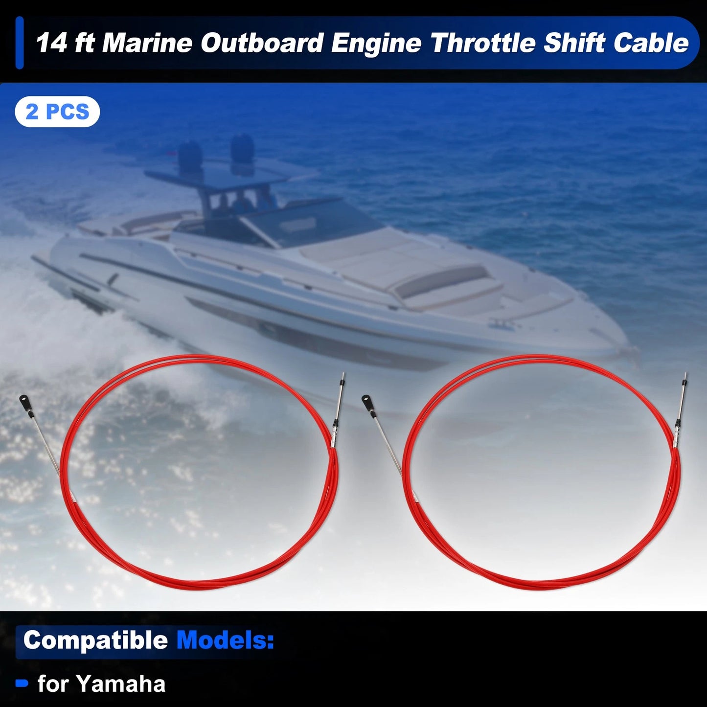 Throttle Shift Control Cable 14 ft 2 x for Yamaha