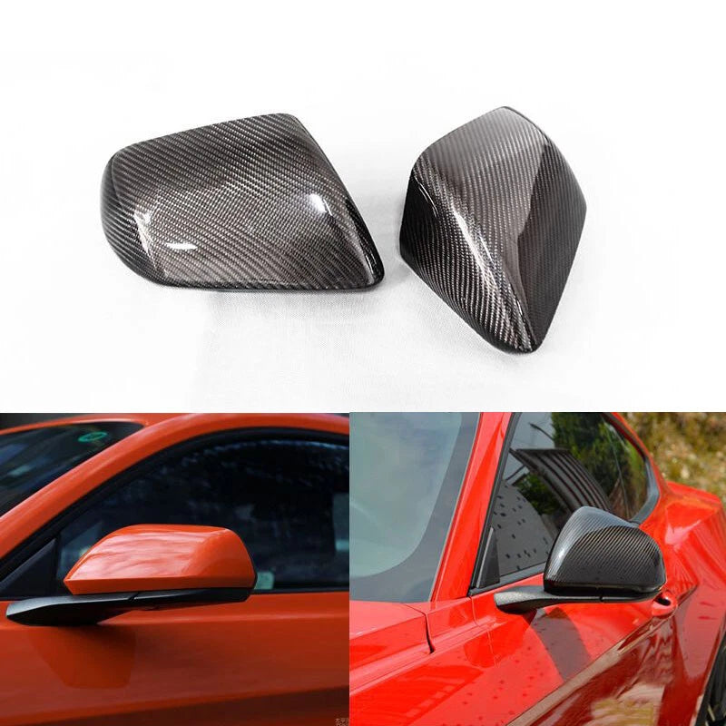 Carbon Fiber Rearview Wing Mirror Cover Trim Fit For Ford Mustang 2015-2018