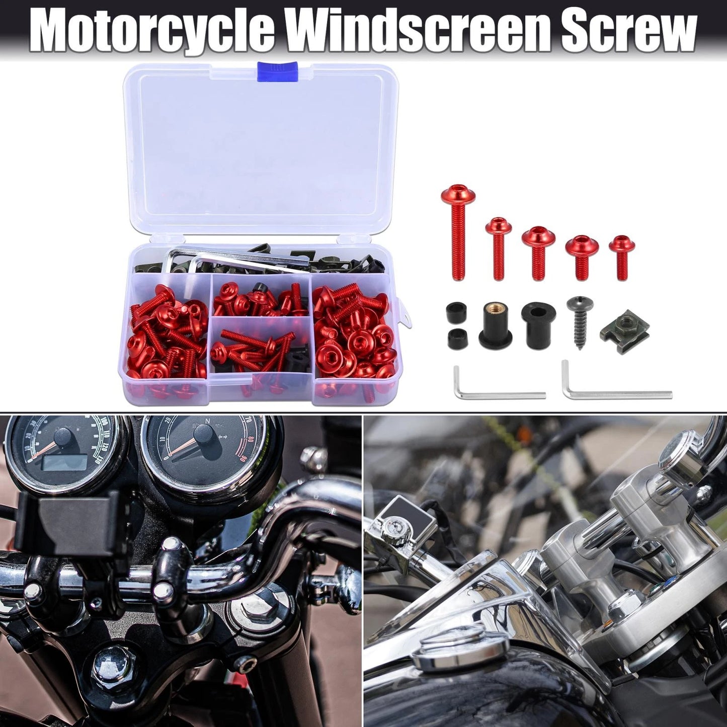 137pcs Fairing Bolts Screws Fasteners Mounting Washers Nuts Red for Honda CBR