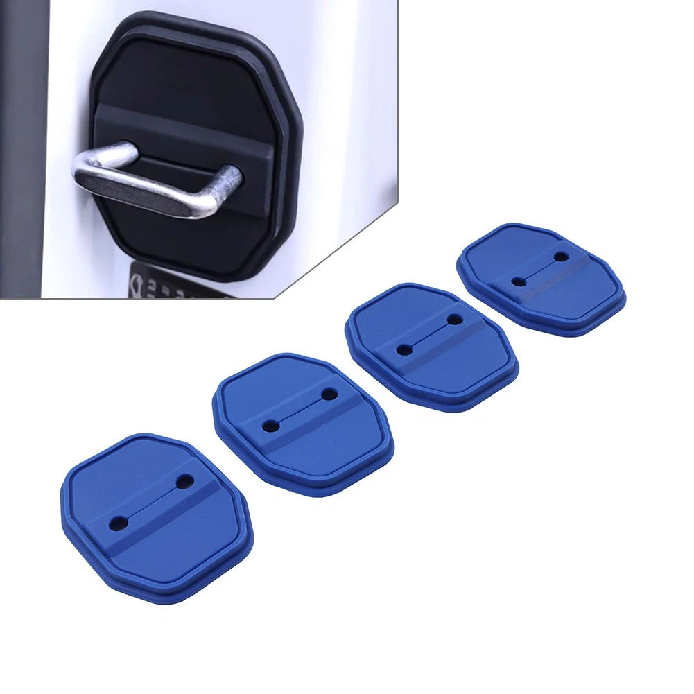 4 x Blue Car Door Lock Protective Covers for BMW F40 F45 G20, Benz C-Class, Maserati