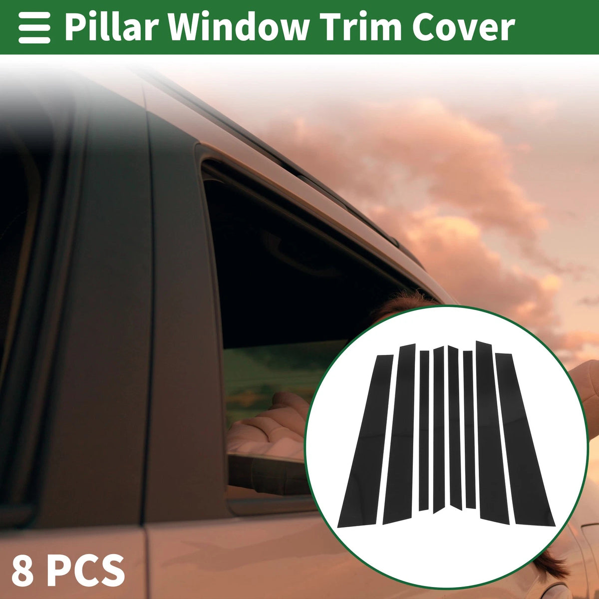8 Pcs Door Pillar Window Trim for BMW X5 (2007-2013) Black