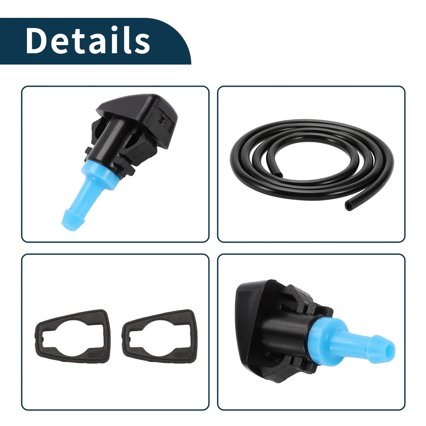Windshield Washer Nozzle With Gasket, Fluid Hose for Dodge Grand