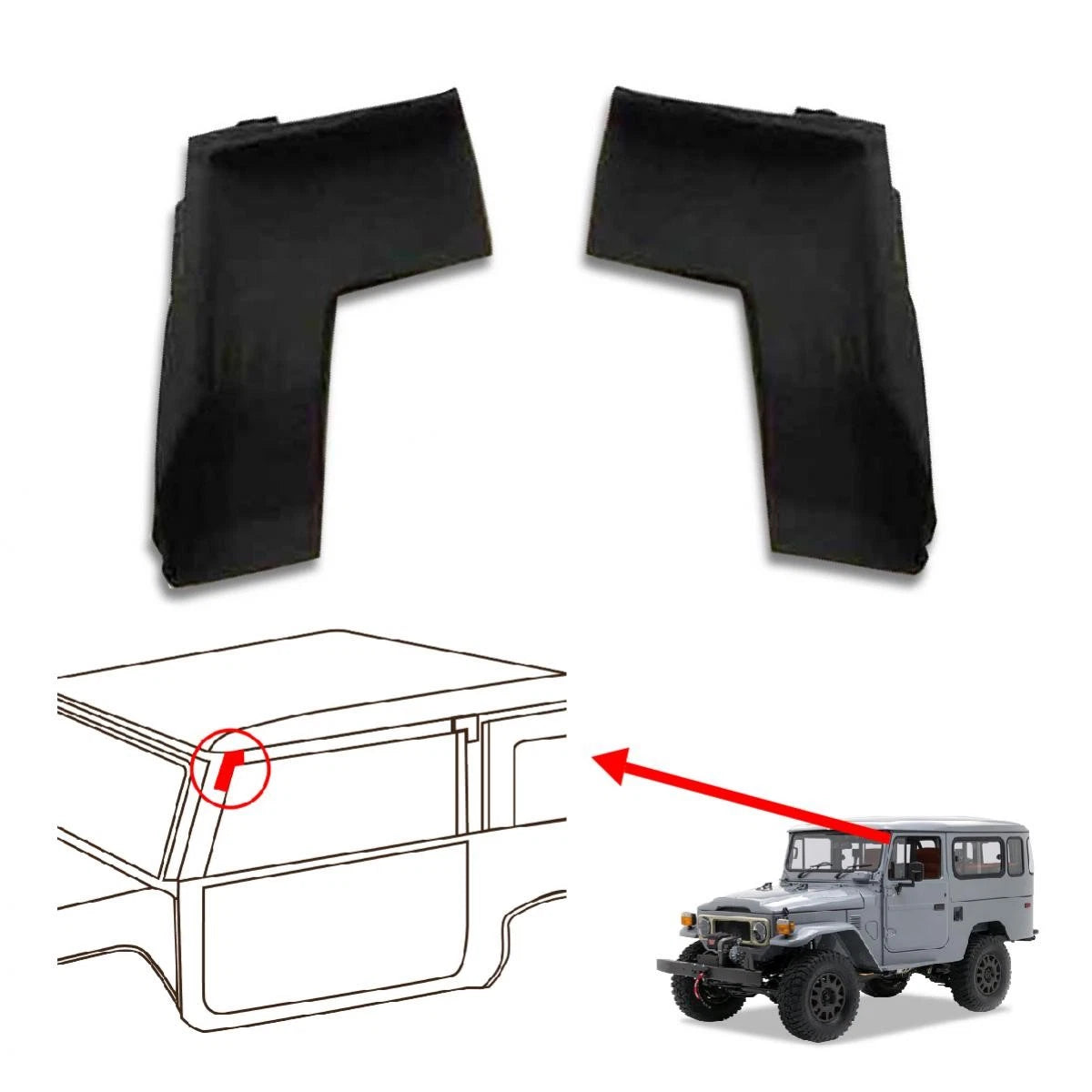 LR Front Door Top Corner Rubber Sheet Fits Toyota Land Cruiser FJ40 74-84 157b