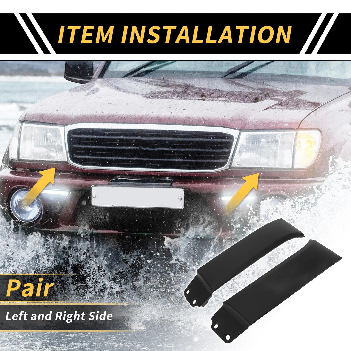 2 x Pair Front Bumper Grille Headlight Filler for Toyota Tundra (2007–2013)