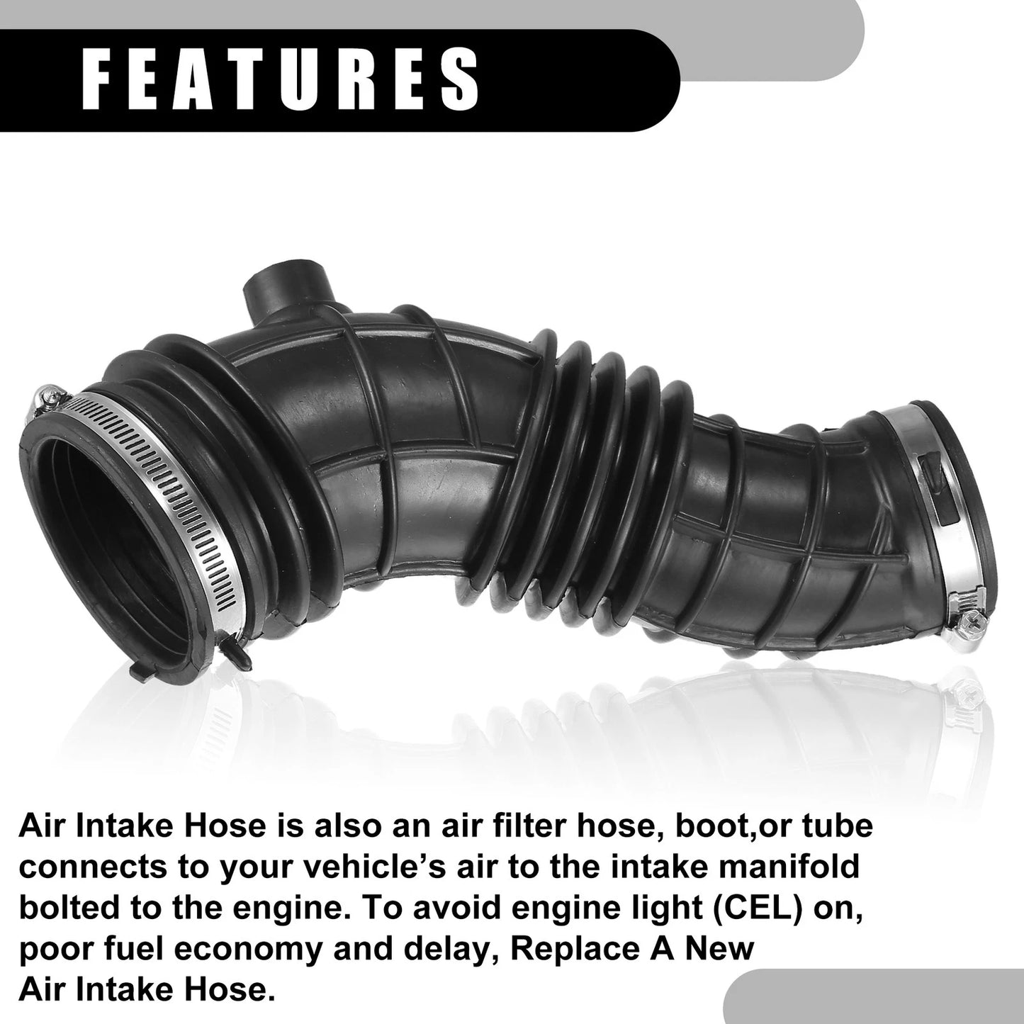 Air Cleaner Intake Hose Tube with Clamps for Honda Accord 2.4L (2008-2012)
