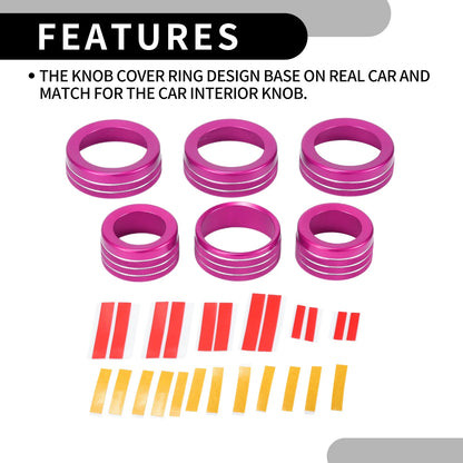 6 x Pink Headlight Media Switch Knob Cover Rings for Jeep Wrangler (2018-2023)