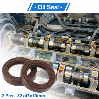 Oil Seal 32x47x10mm Brown 2 Pcs Seal Ring Rotary Shaft Seal FKM Rubber