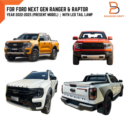 Black Red Headlight Tail Lamp Cover Trim for Ford Ranger Raptor (2022-2025)