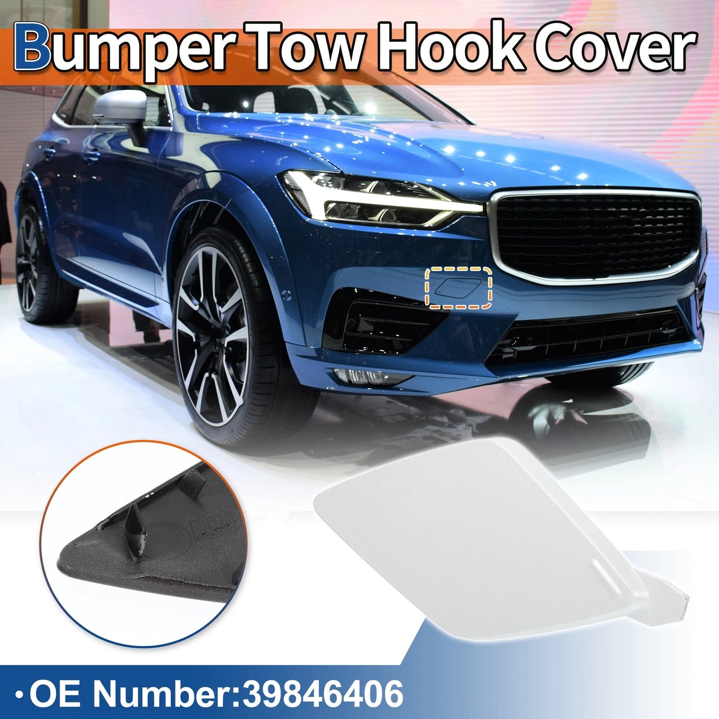 Front Side Tow Hook Cover for Volvo XC60 (2018-2021) White
