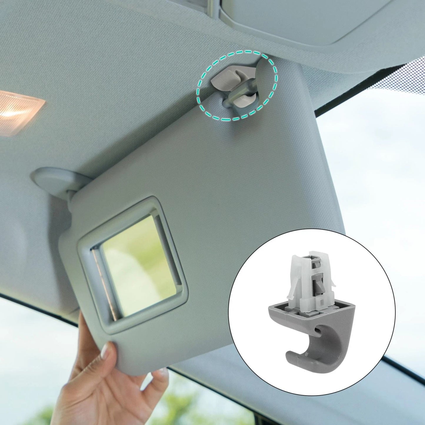 Sun Visor Hook Clip Retainer / 2 x Gray / Toyota Rav4 Corolla