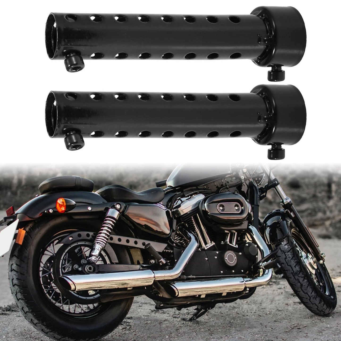 2 x 35mm Motorcycle Exhaust Silencer Exhaust Insert Muffler Pipe Black