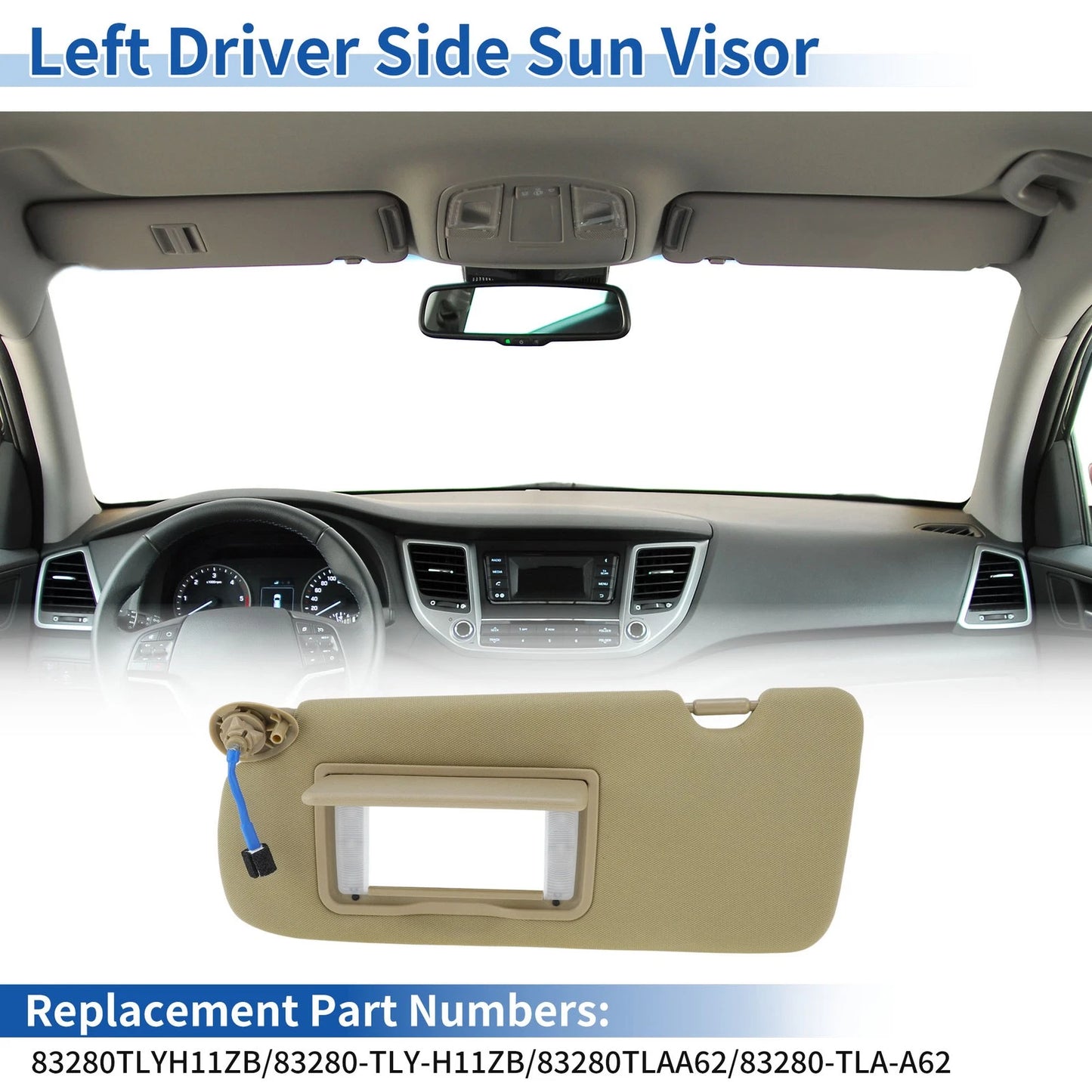 Left Side Sun Visor for Honda CR-V 2017-2022 Beige Replacement