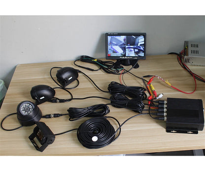 DVR Video Recorder & 7" Monitor with CCD Front Rear Camera for Truck Van Bus Car
