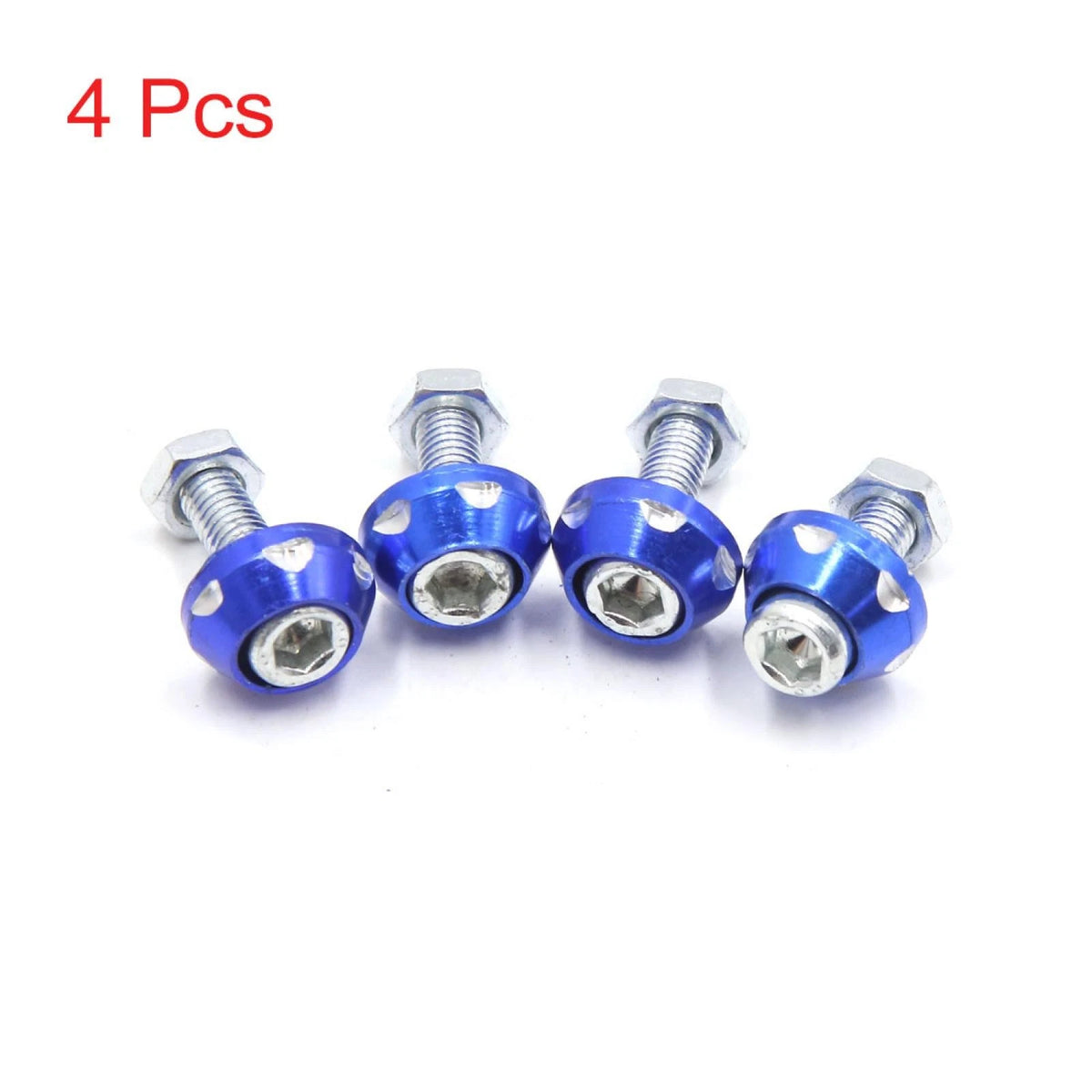 4 Pcs Blue Aluminum Alloy License Plate Bolt Screw for Car Motorcycle