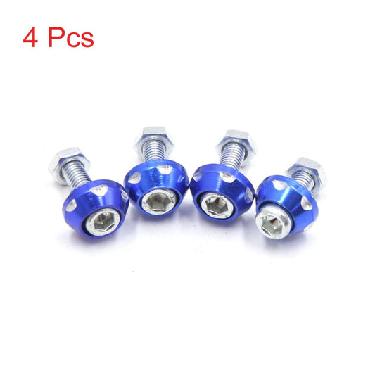 4 Pcs Blue Aluminum Alloy License Plate Bolt Screw for Car Motorcycle
