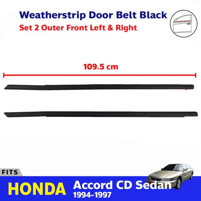 Weatherstrip Door Belt Black Front L+R Fits Honda Accord CD 4D Sedan 1994-97 D05