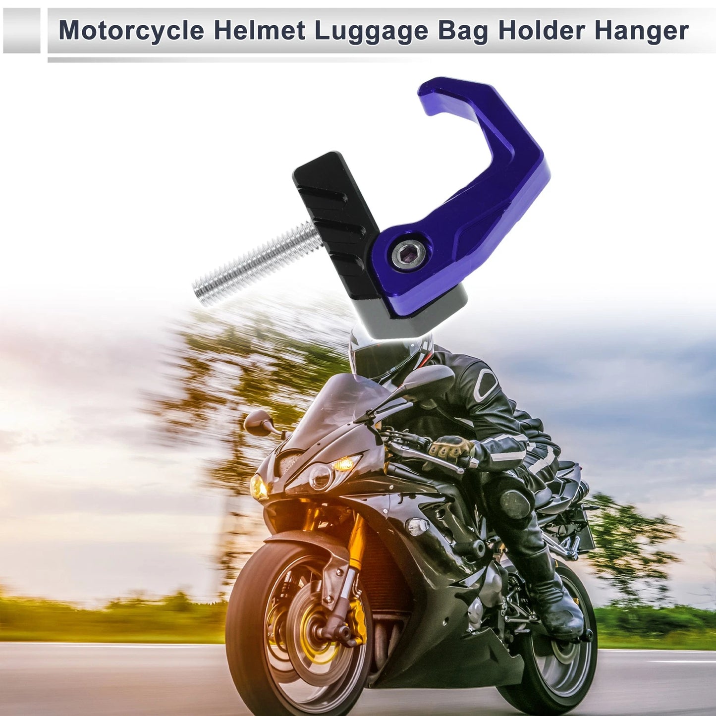 Square Fingerprint Motorcycle Hanging Hook 1 x Blue Black 42mm for Motorcycle
