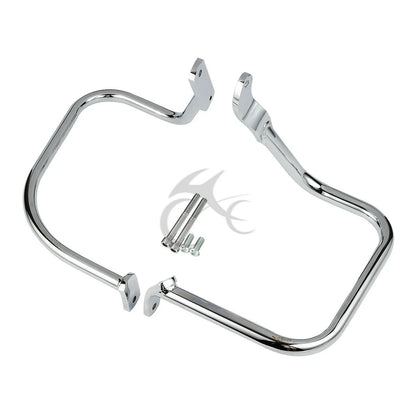 Chrome/Black Saddlebag Guard Rail Crash Bar for Harley FLST FLSTC (2000-2017)