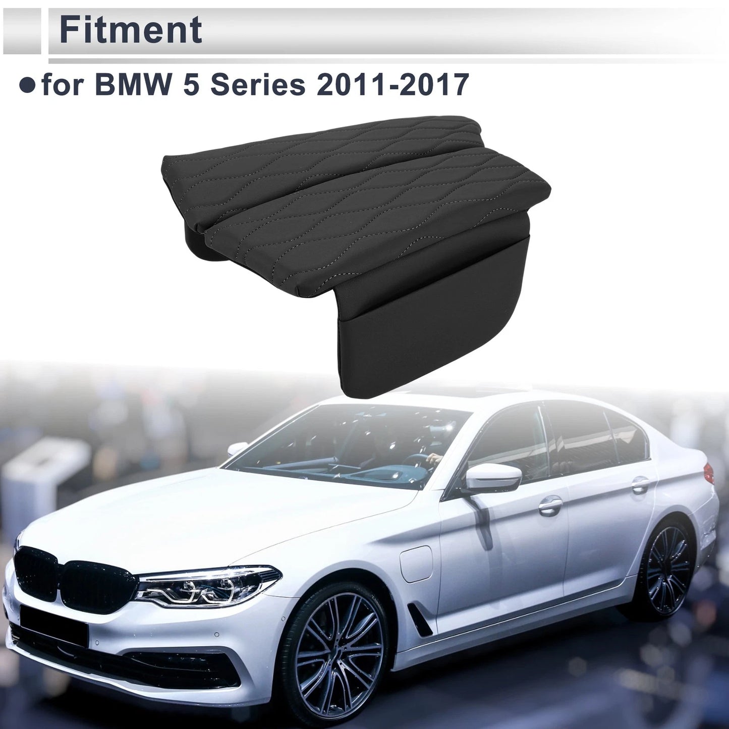 Center Console Cover with Storage Bag for BMW 5 Series (2011-2017) Black 1 Set