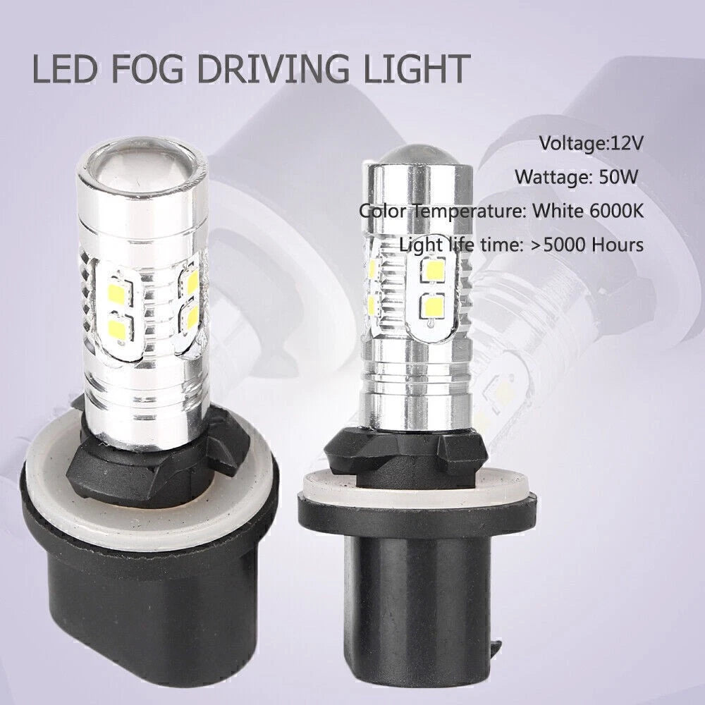 2 x 360° LED Fog Light Bulbs for Car Driving Lamp DRL 6000K HID White 880