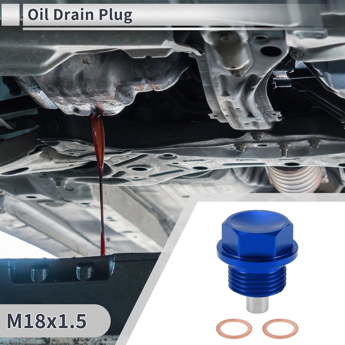 1 Set M18x1.5 Engine Oil Drain Plug with Gasket for Car Motorcycle Boat Blue