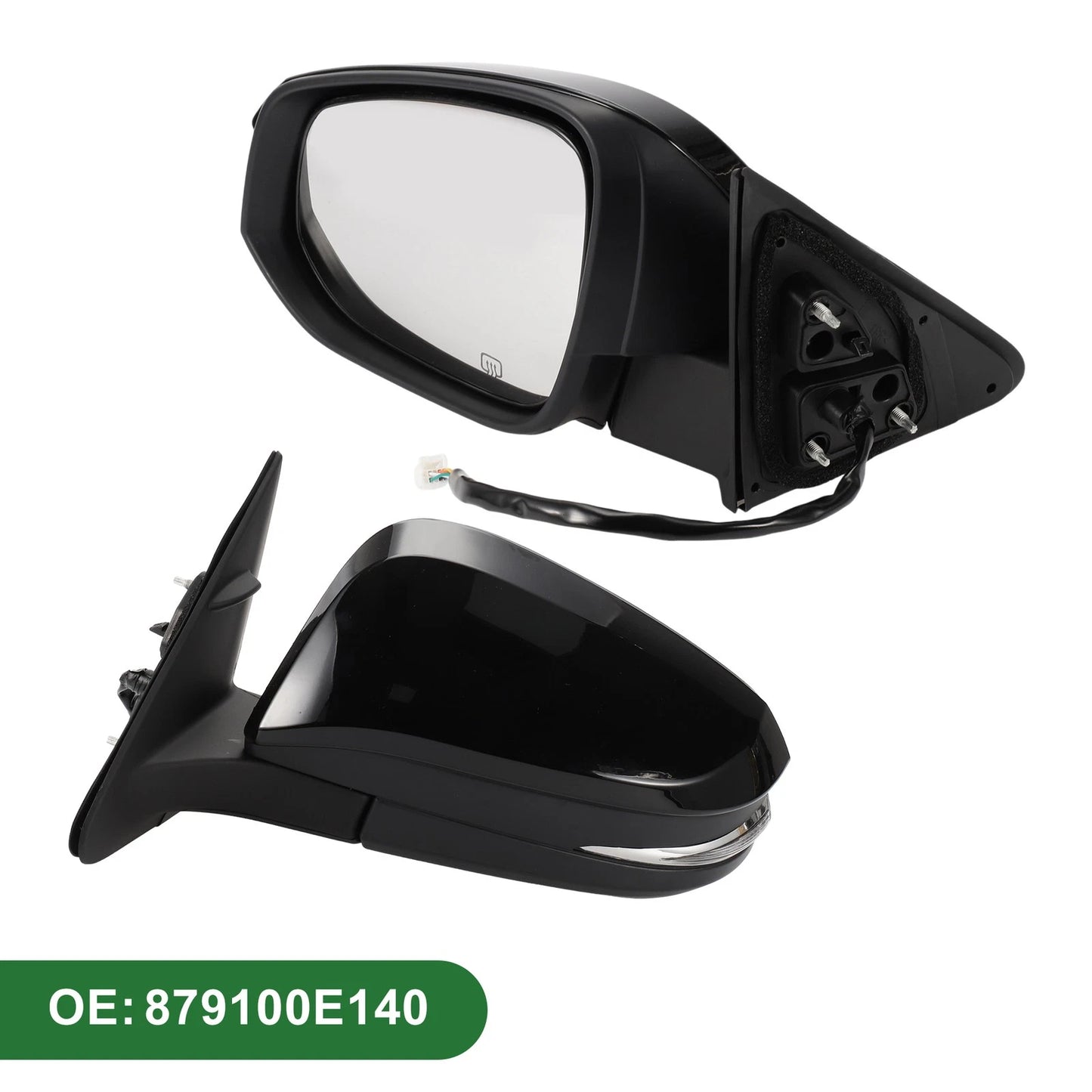 Left Side Door Mirror for Toyota Highlander Manual Folding Gloss Black (2014-2019)
