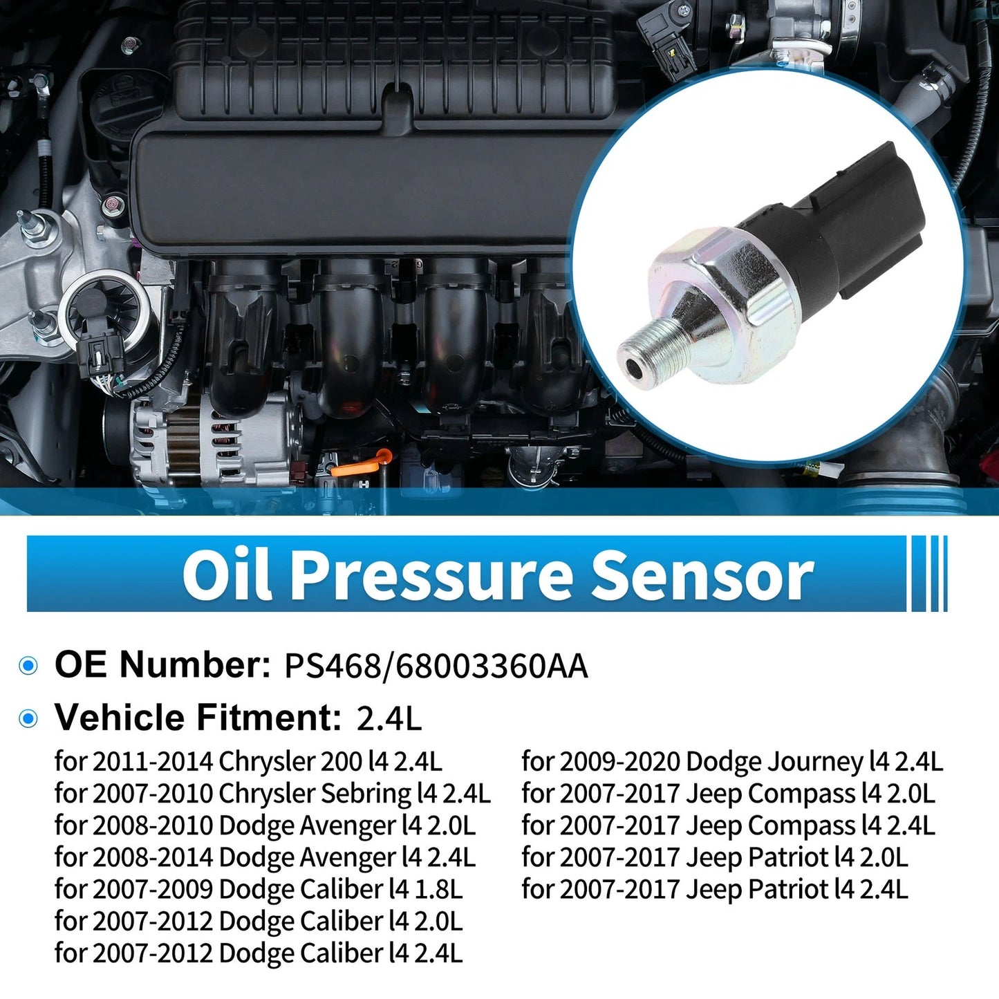 Engine Oil Pressure Sensor for Chrysler 200 (2011-2014)