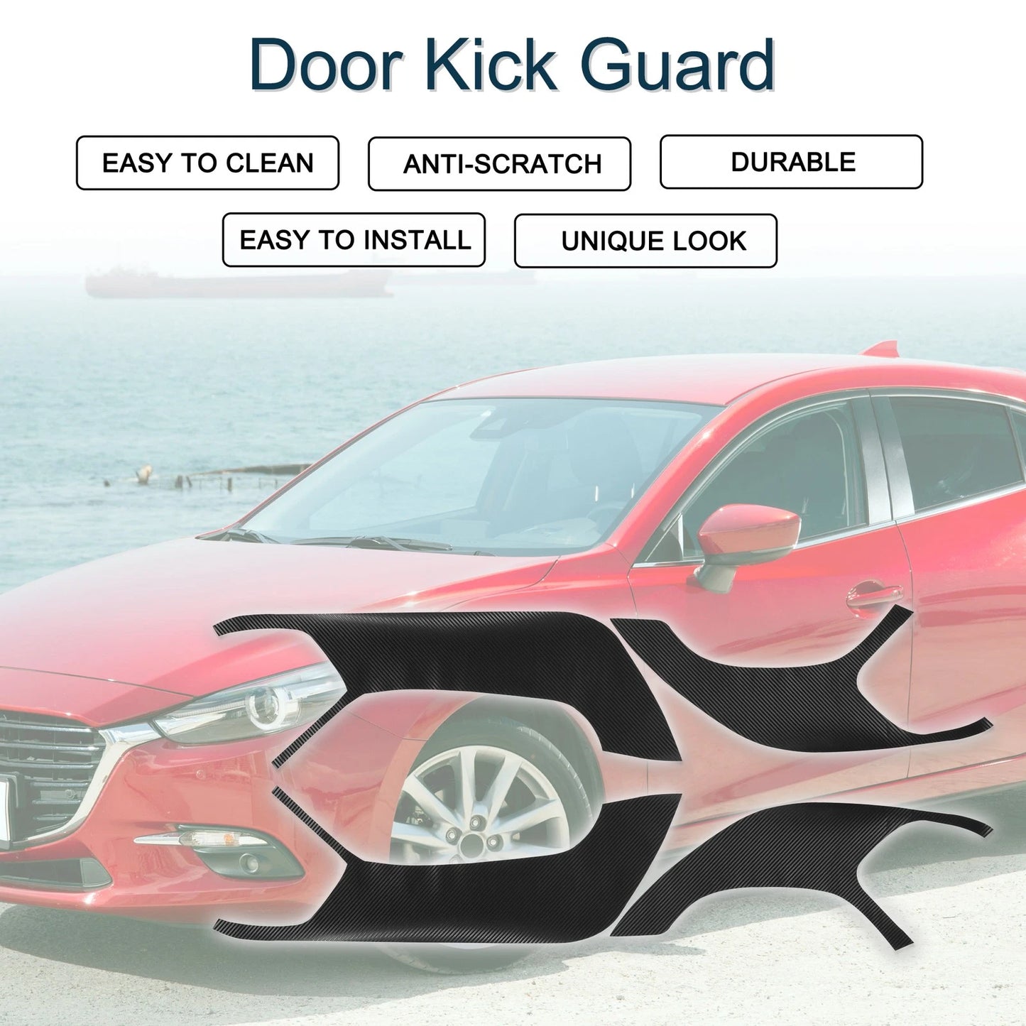 Door Kick Guard for Mazda 3 Axela Black Front Rear Driver Passenger Side