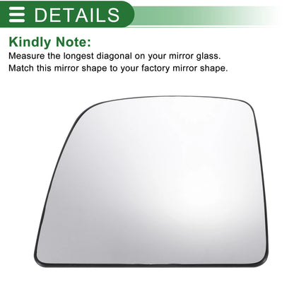 Left Side White Heated Mirror Glass with Back Convex for Ford Transit (2014-2018)