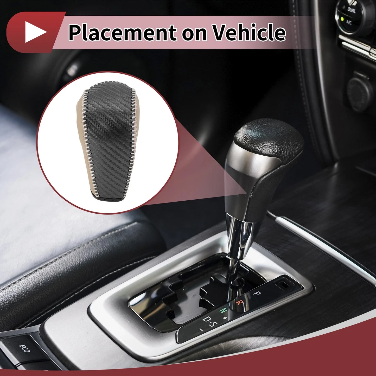 Beige Faux Leather Gear Shift Knob Cover for Ford Edge (2011-2014)