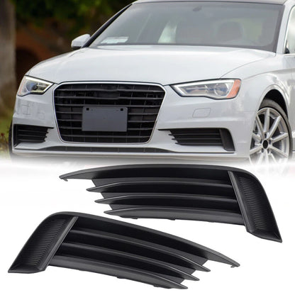 Left & Right Fog Light Grills for Audi A3 S3 2013-2017 Front Bumper