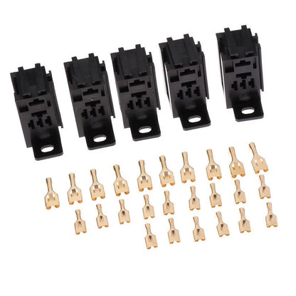 5pcs Micro 60A 5-Pin Relay Socket with 25x Copper Terminals for Automotive